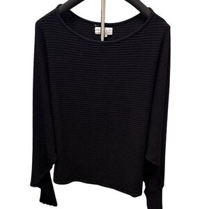 Velvet by Graham & Spencer Black Ribbed Dolman Cozy Long Sleeve Top Size XL